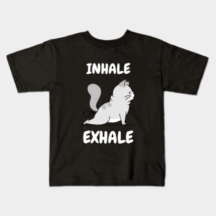 cute inhale exhale cat yoga Kids T-Shirt